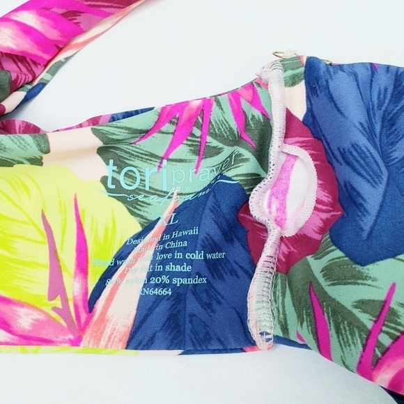 NWT Tori Praver Seafoam Tropical Floral Bralette Bikini Top - Picture 7 of 9